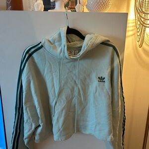 Adidas Light Green Hoodie with Stripes